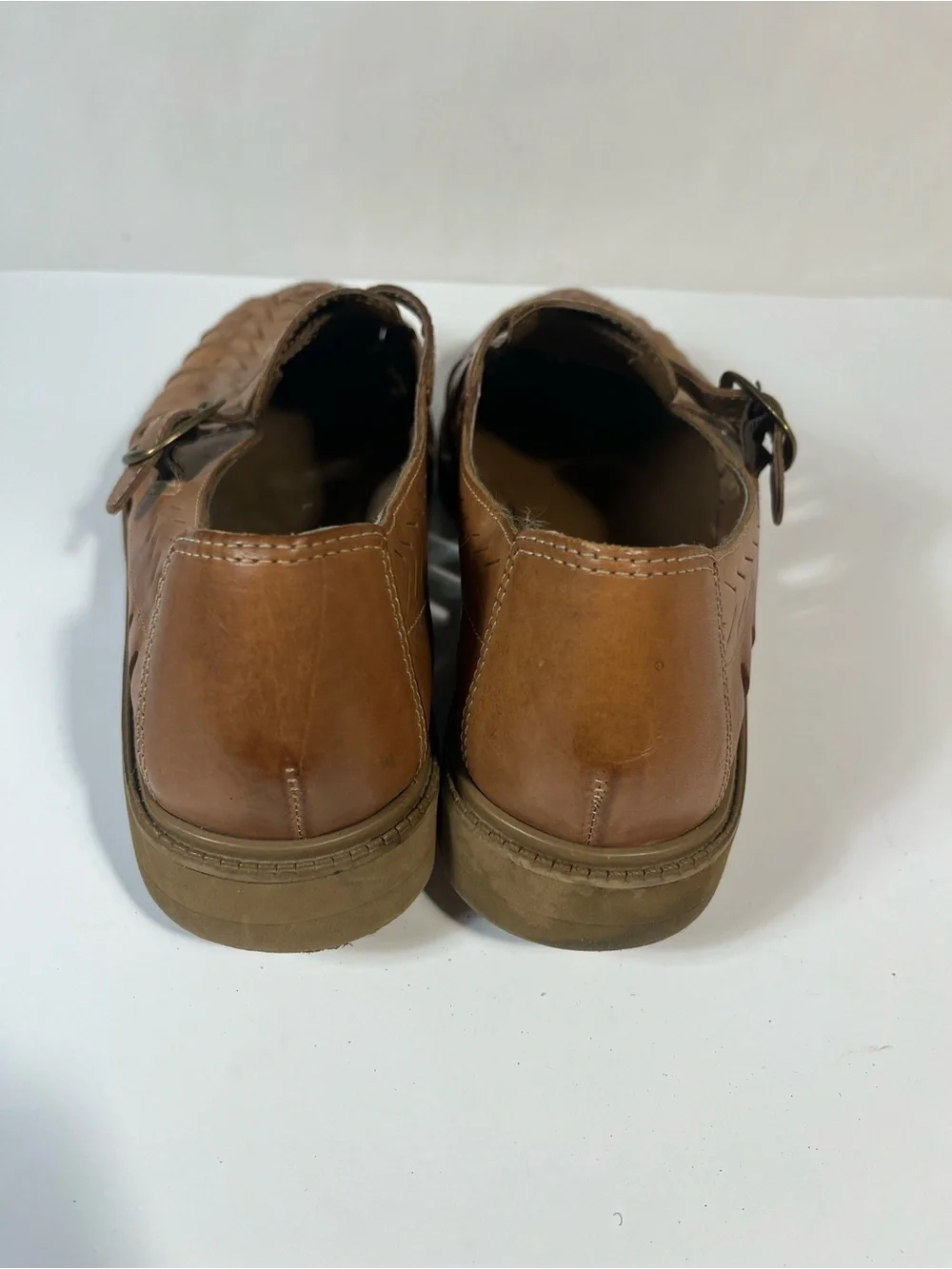 Stacy Adams Men's Tan Woven Leather Slip On Fisherman Sandals 9
